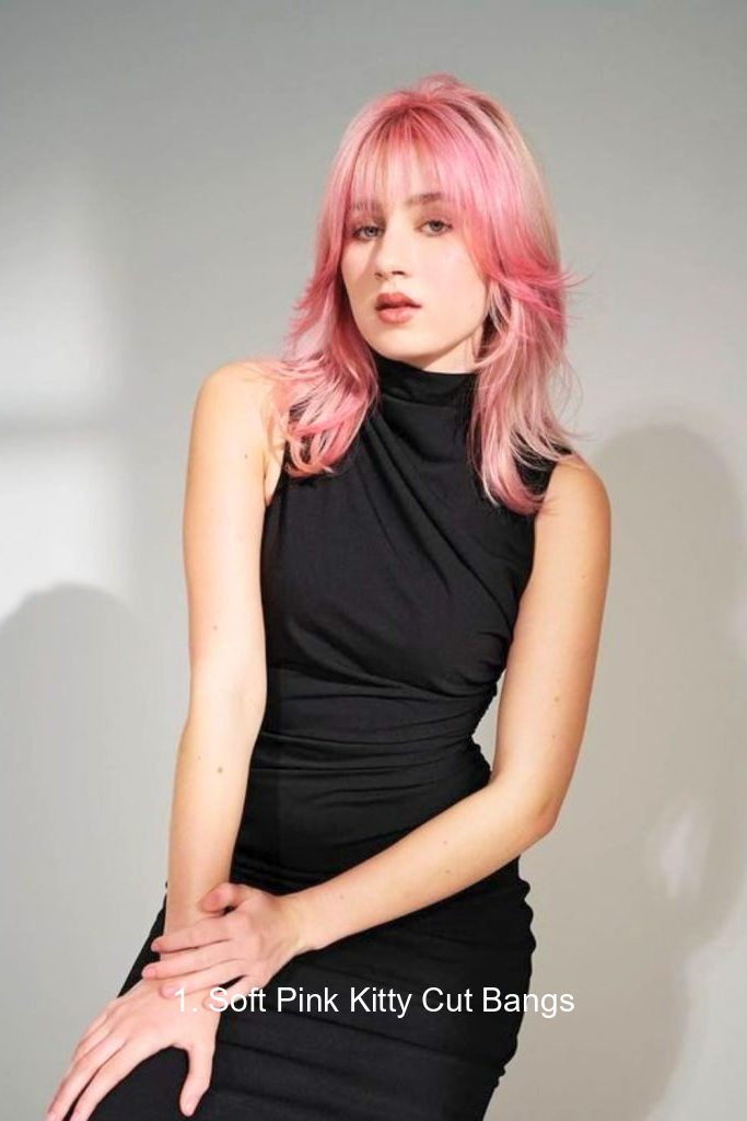 1. Soft Pink Kitty Cut Bangs