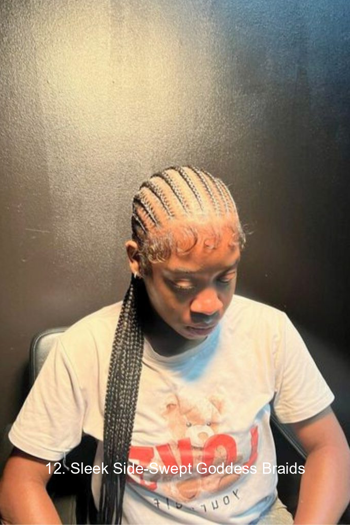 12. Sleek Side-Swept Goddess Braids