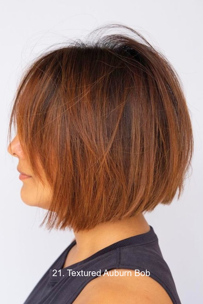 21. Textured Auburn Bob