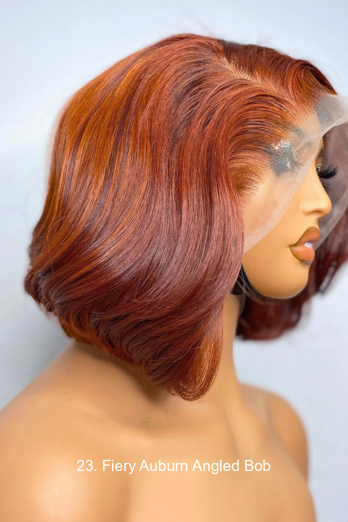 23. Fiery Auburn Angled Bob