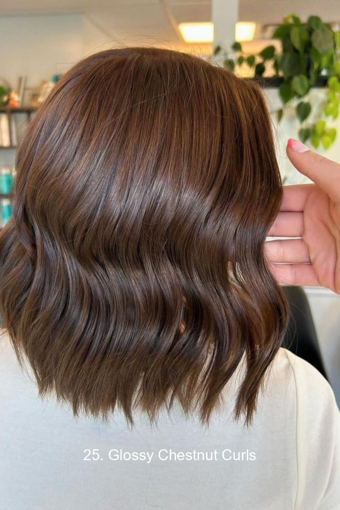 25. Glossy Chestnut Curls