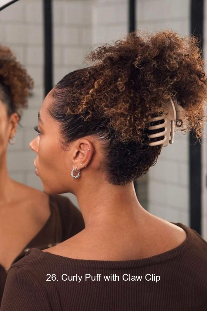 26. Curly Puff with Claw Clip