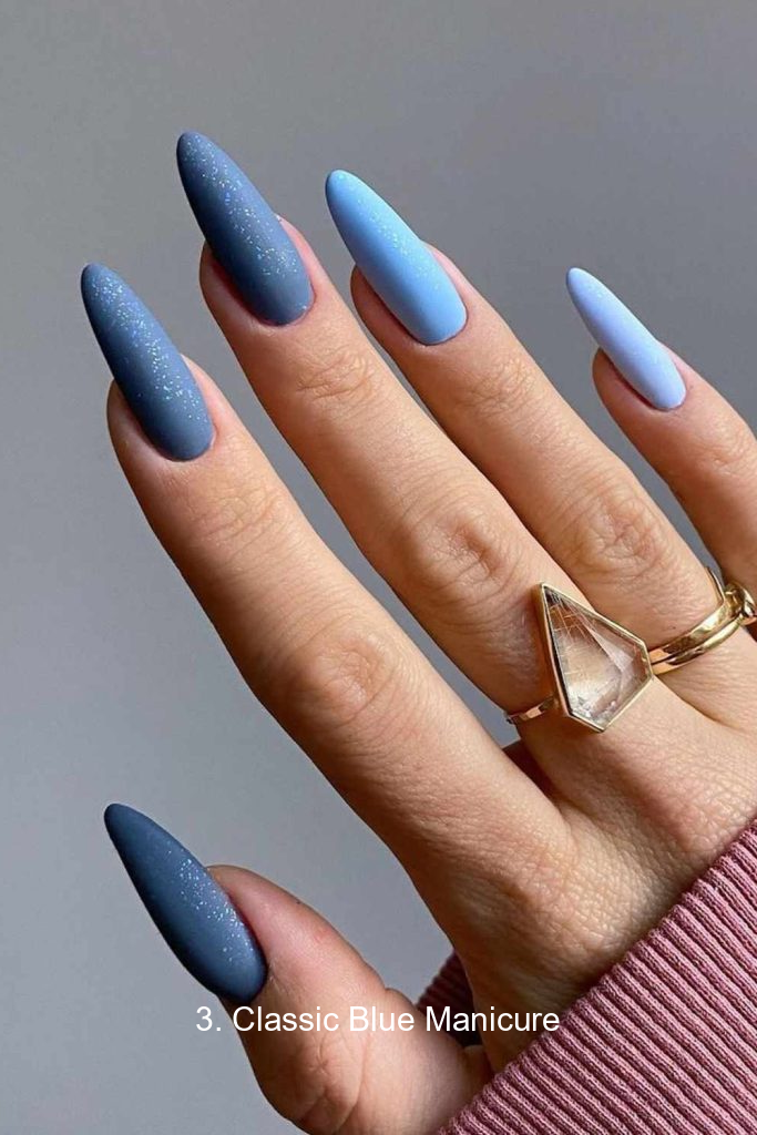 3. Classic Blue Manicure