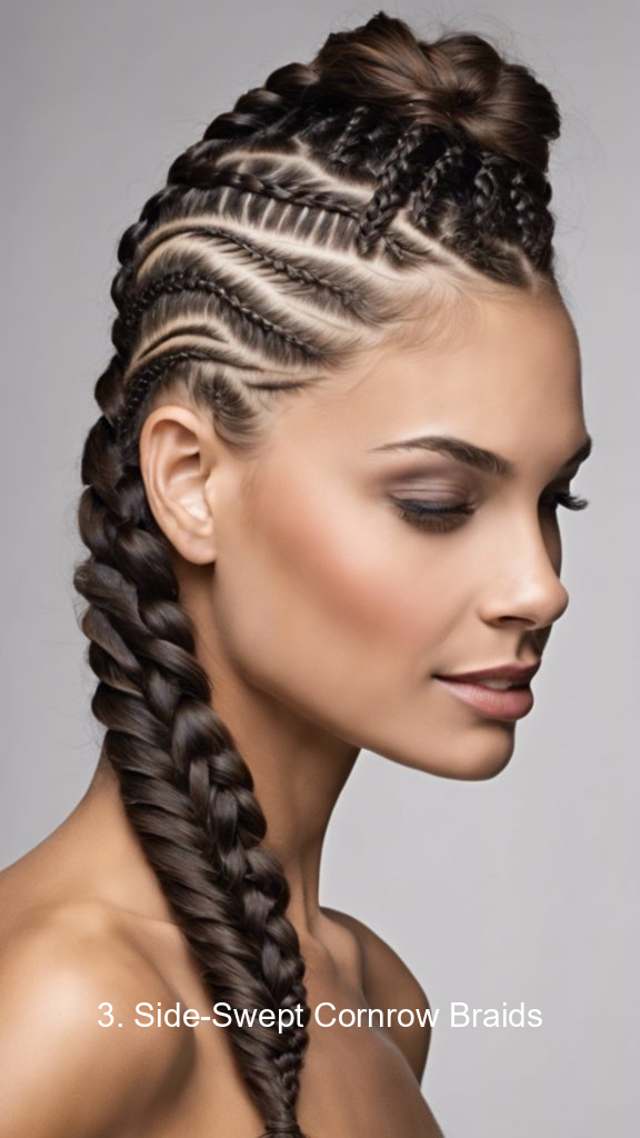3. Side-Swept Cornrow Braids