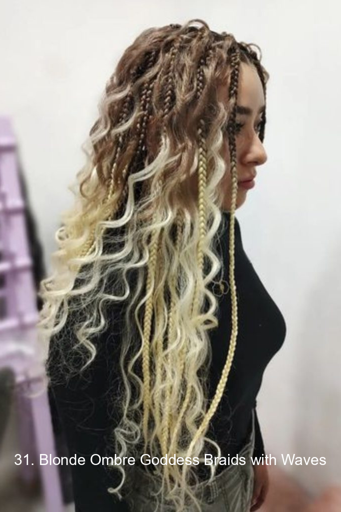 31. Blonde Ombre Goddess Braids with Waves