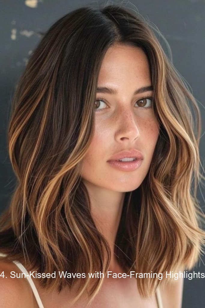4. Sun-Kissed Waves with Face-Framing Highlights