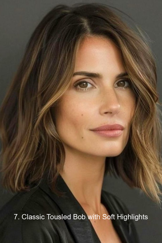 7. Classic Tousled Bob with Soft Highlights