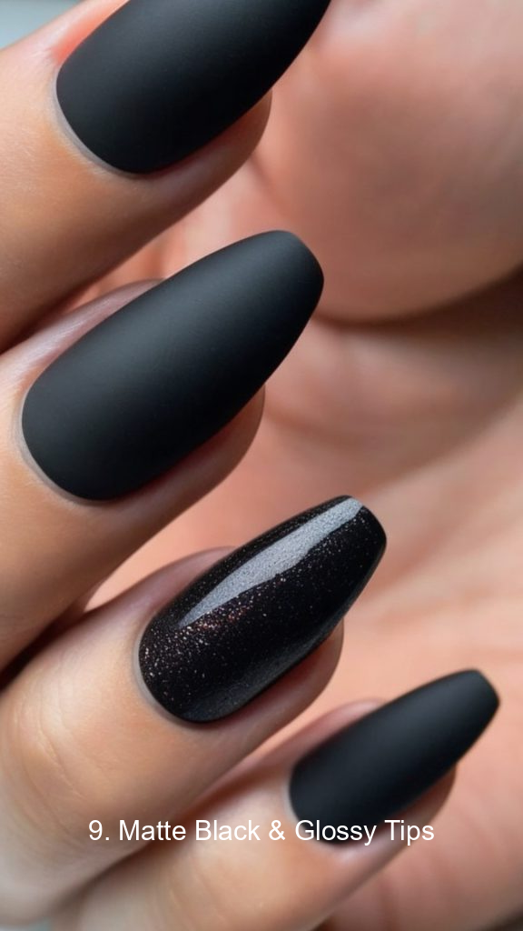 9. Matte Black & Glossy Tips